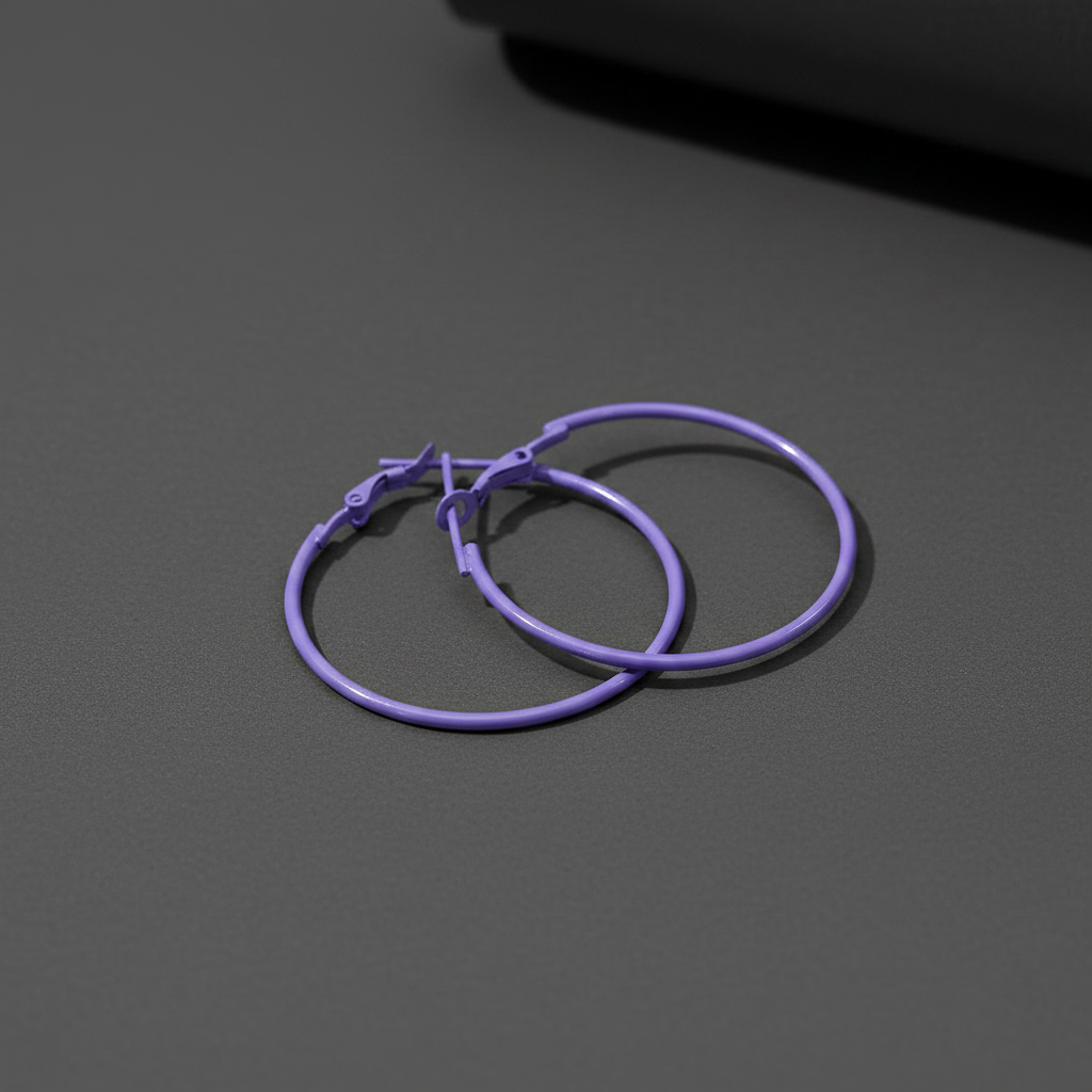 Purple Hoop Ring Earrings