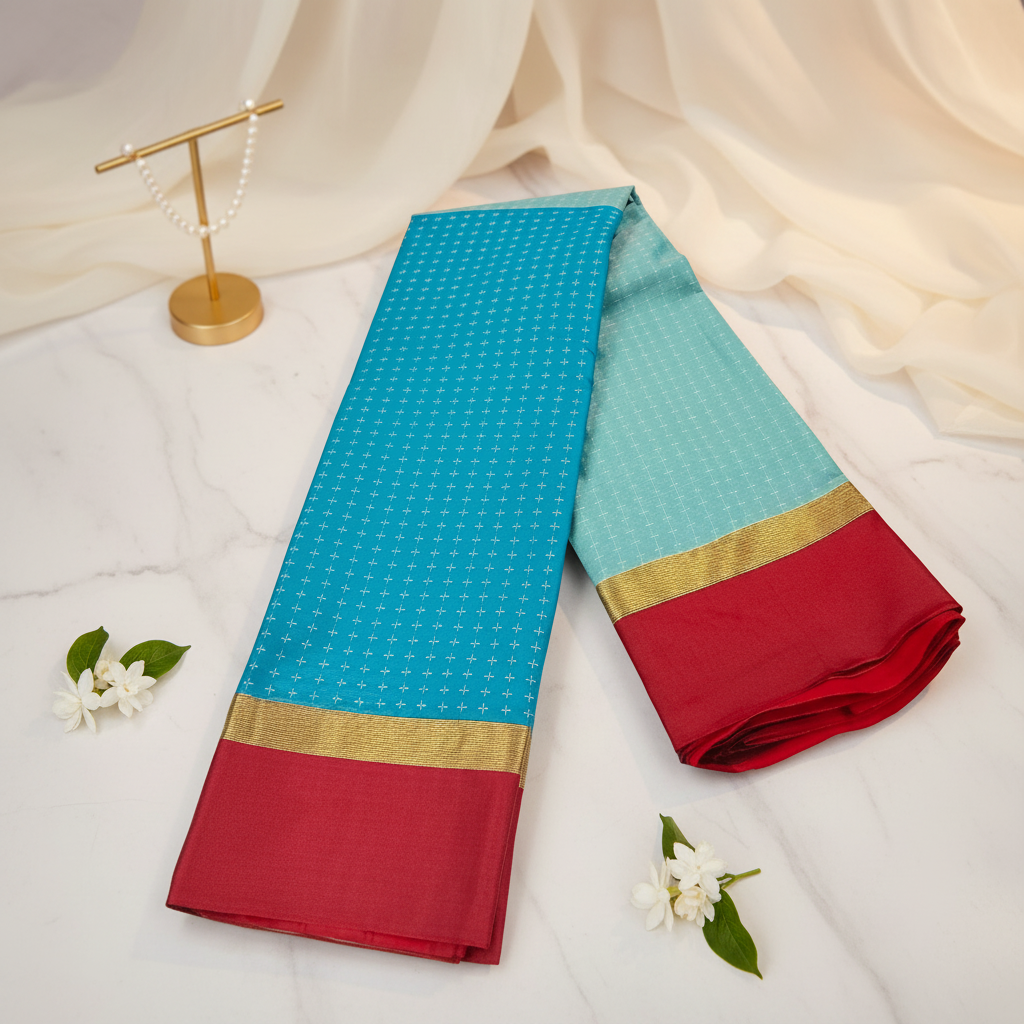 Rama Blue Silk Saree