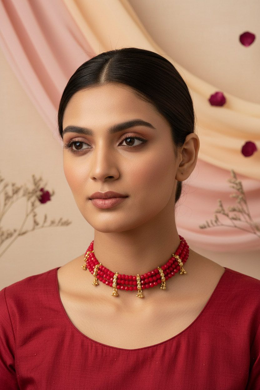 Red Crystal Beads Choker