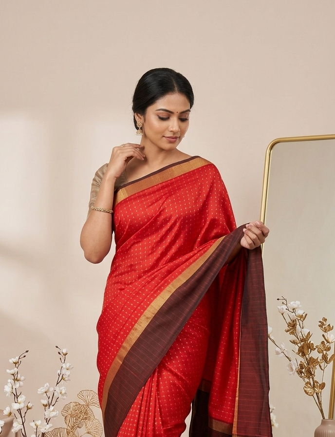 Dark Red Silk Saree