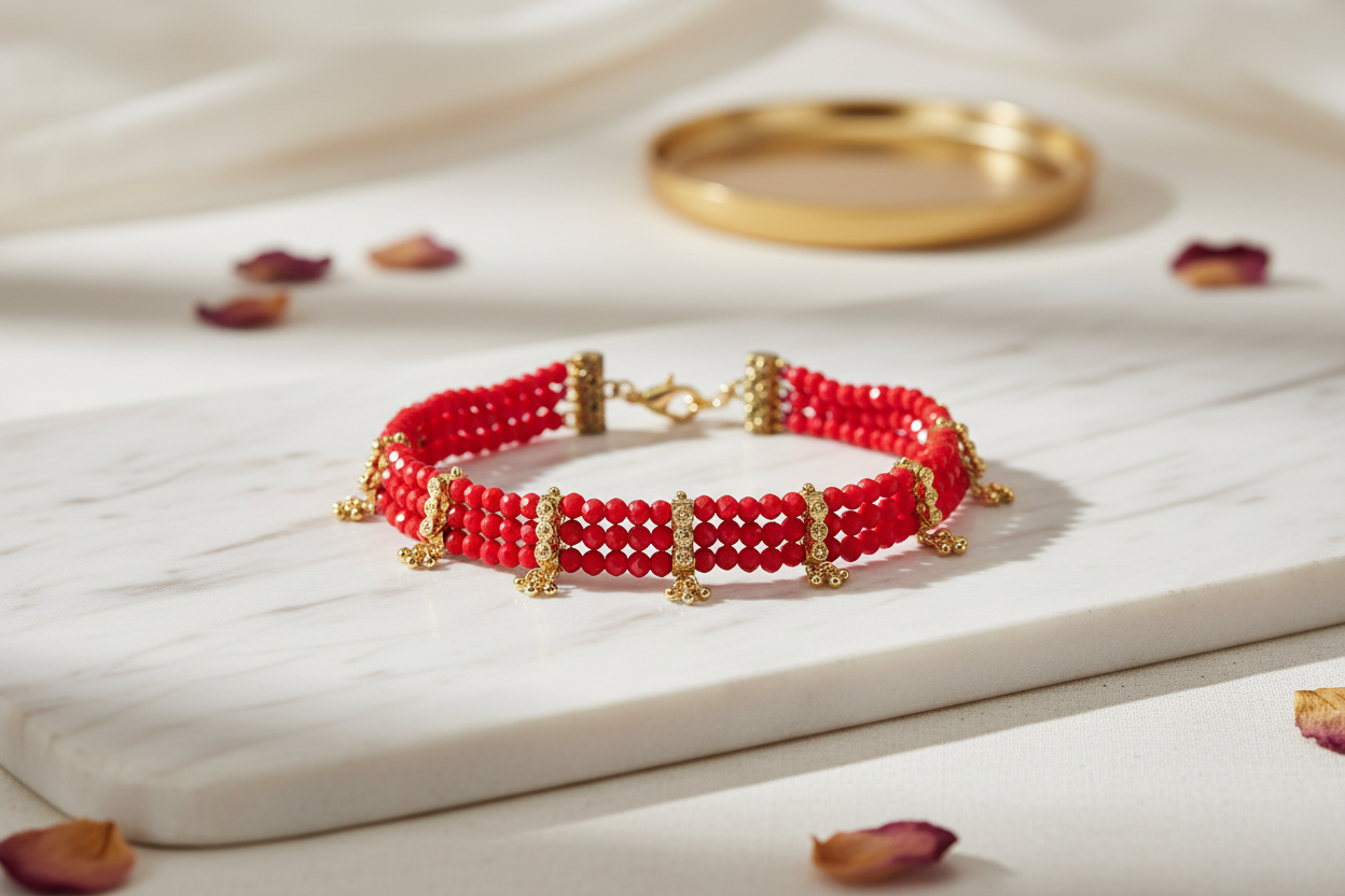 Red Crystal Beads Choker