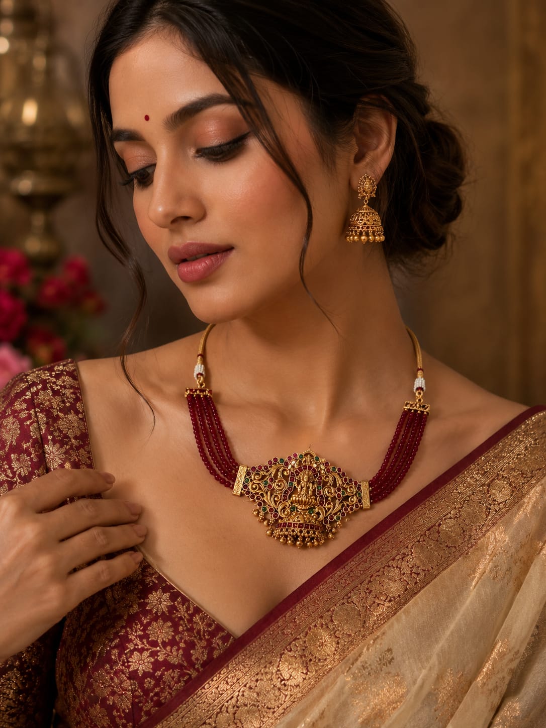 Red Crystal Lakshmi Choker