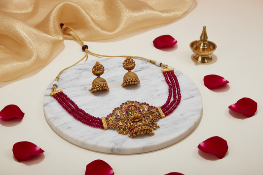 Red Crystal Lakshmi Choker