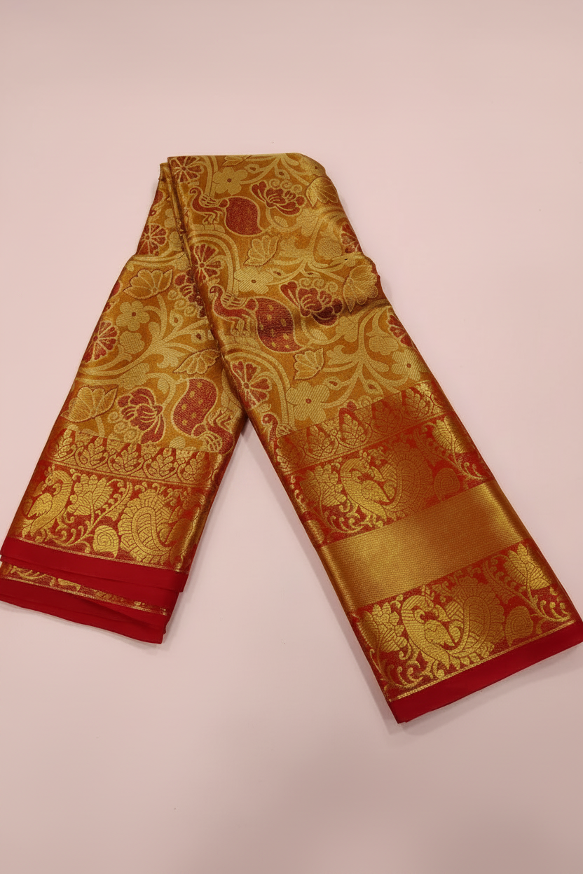 Red Golden Tissue Saree 