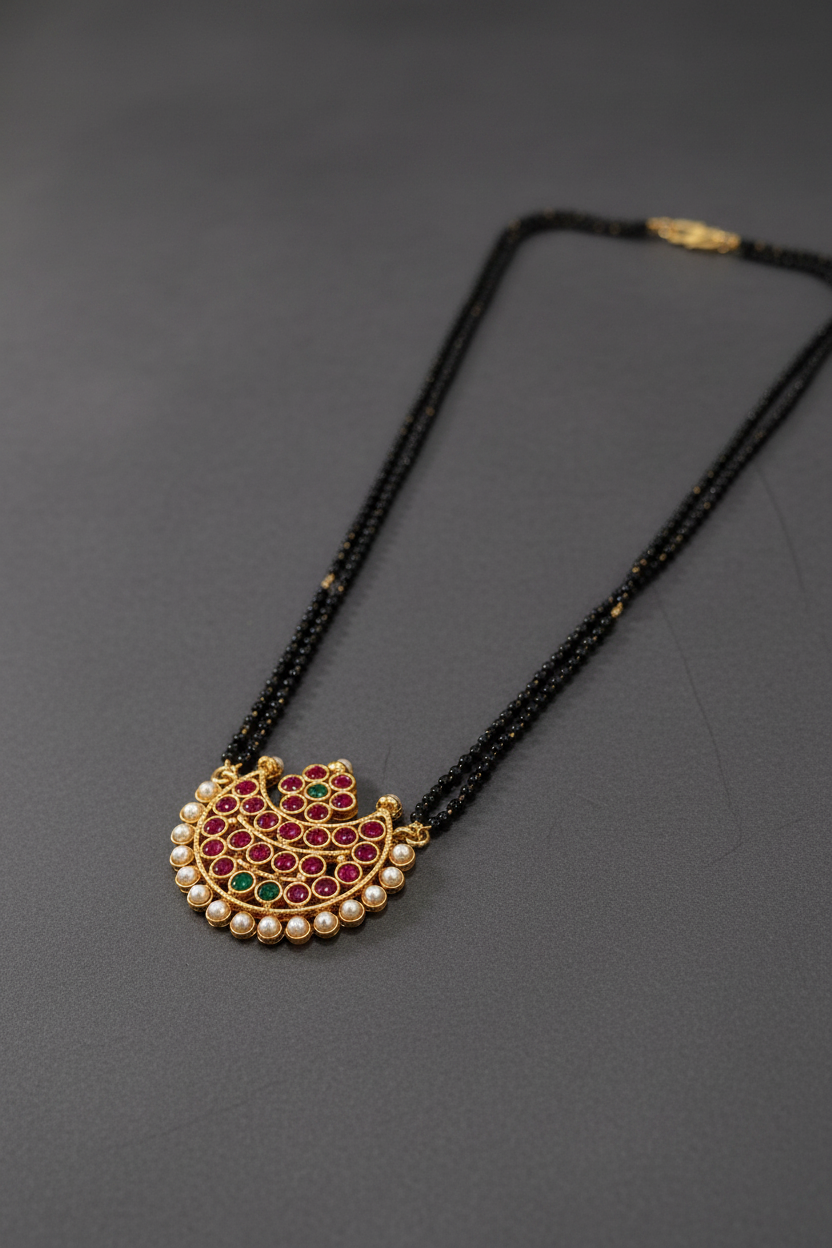 Red Kemp Matte Mangalsutra 