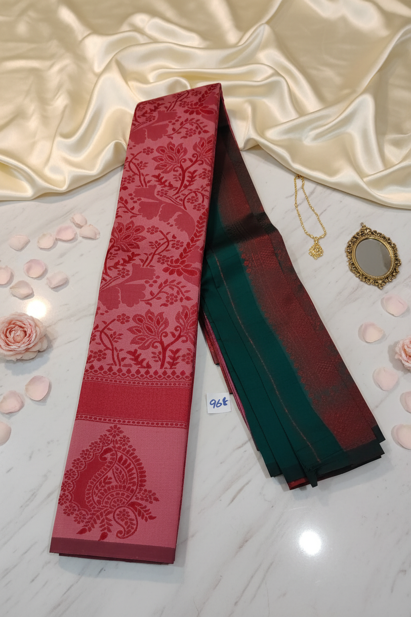 Red Kubera shine saree 