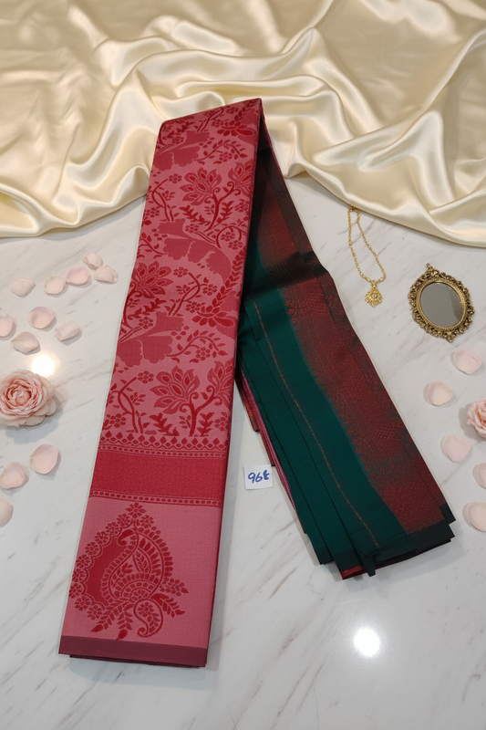 Red Kubera shine saree 