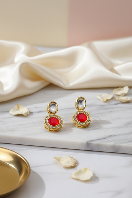 Red Kundan Earrings 