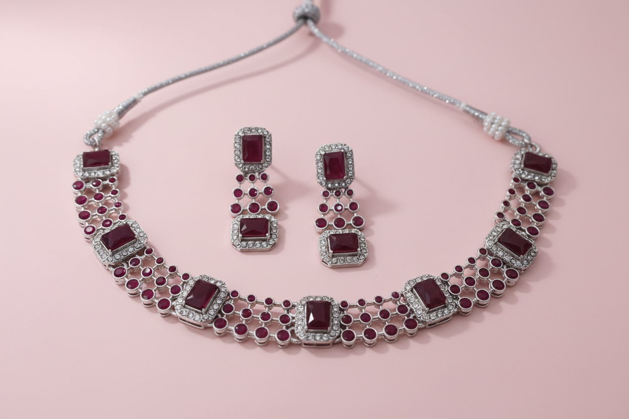 Red Oxidised Necklace