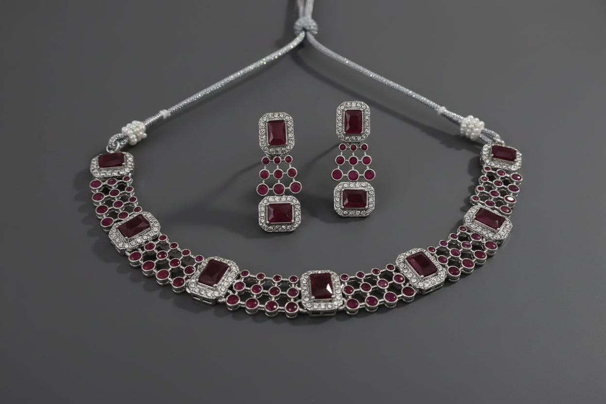 Red Oxidised Necklace