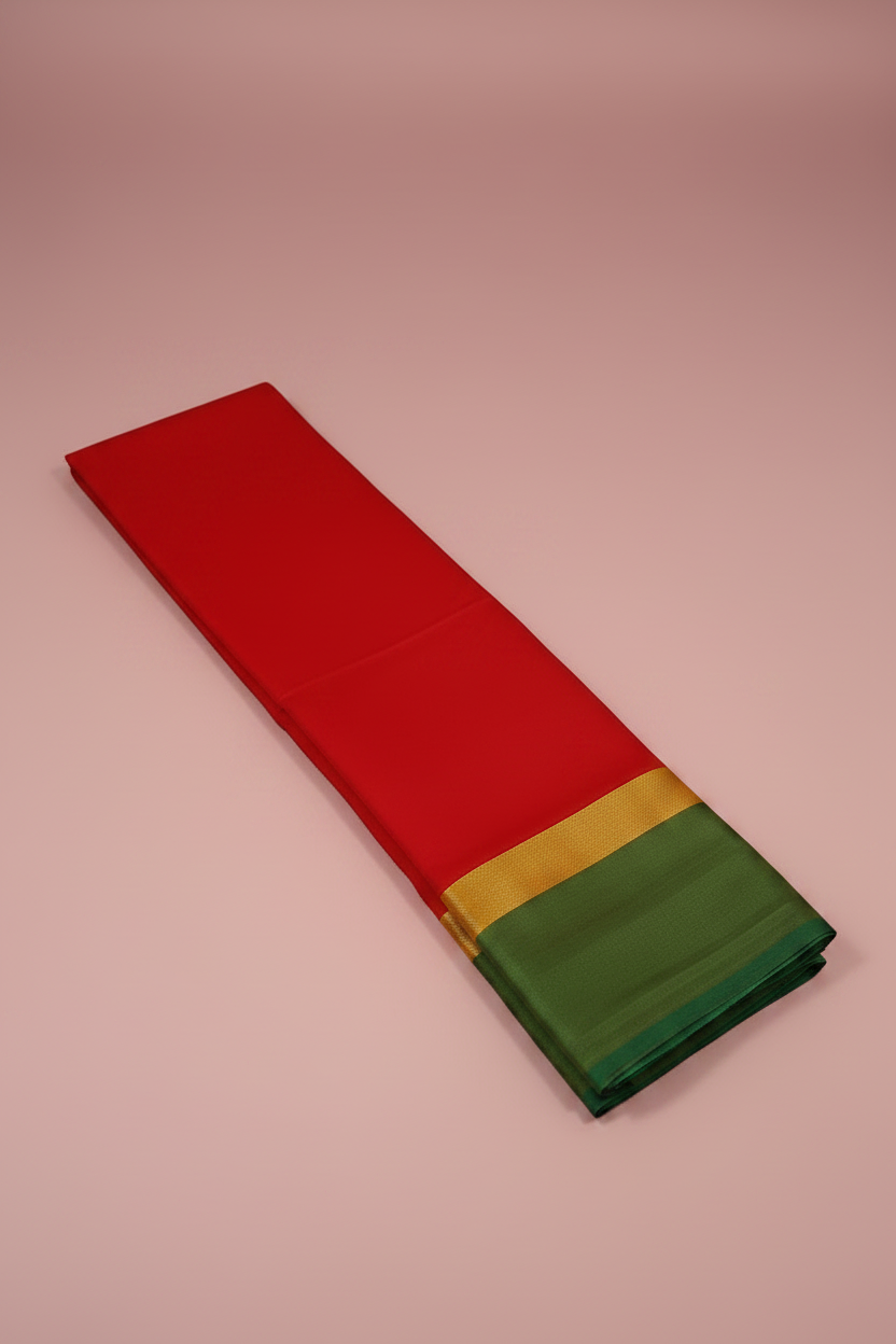 Red Plain Poly Silk