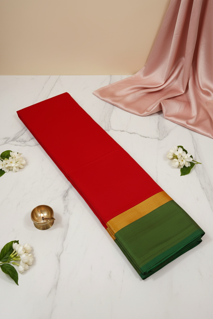 Red Plain Poly Silk