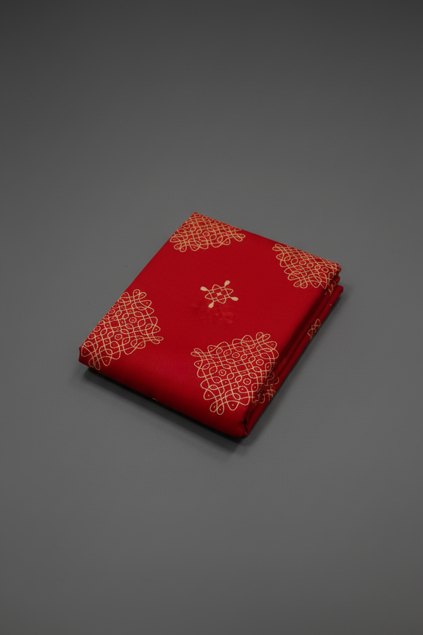 Red Rangoli Cotton Saree 