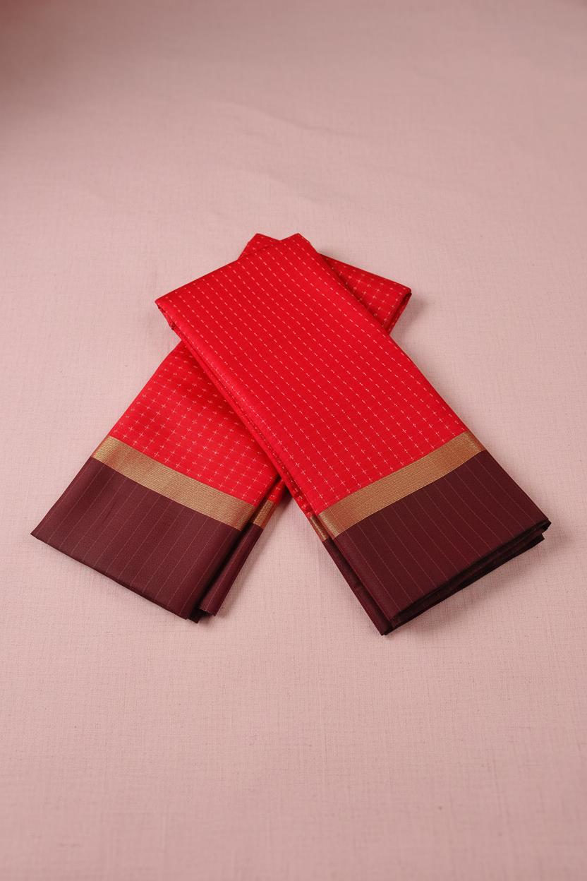 Dark Red Silk Saree