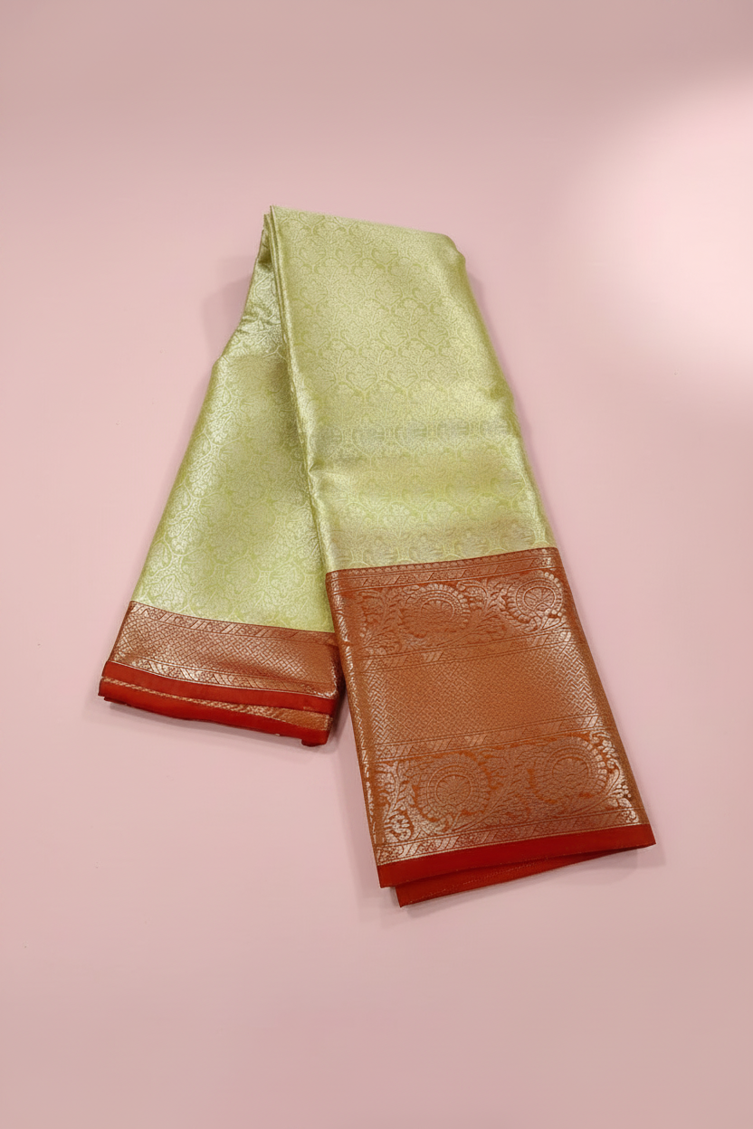 Red Silver Zari Saree 