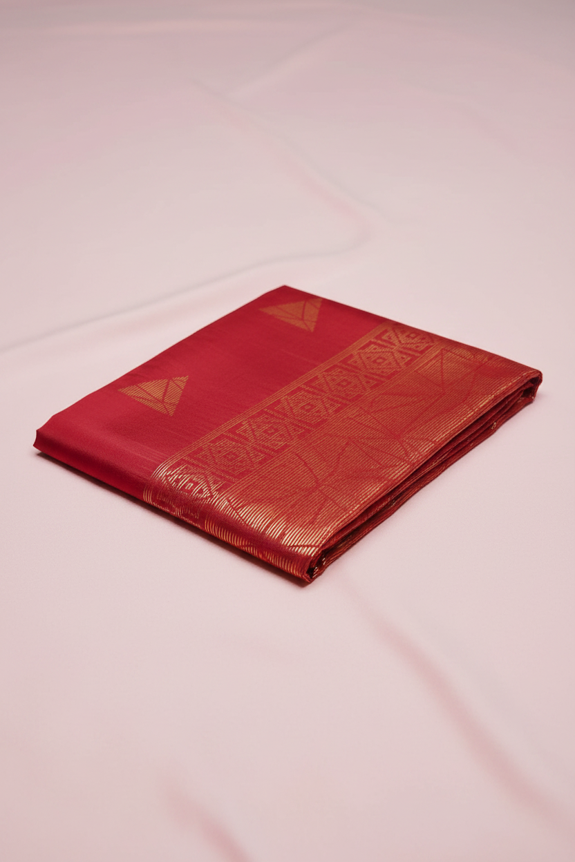 Red triangle design saree 