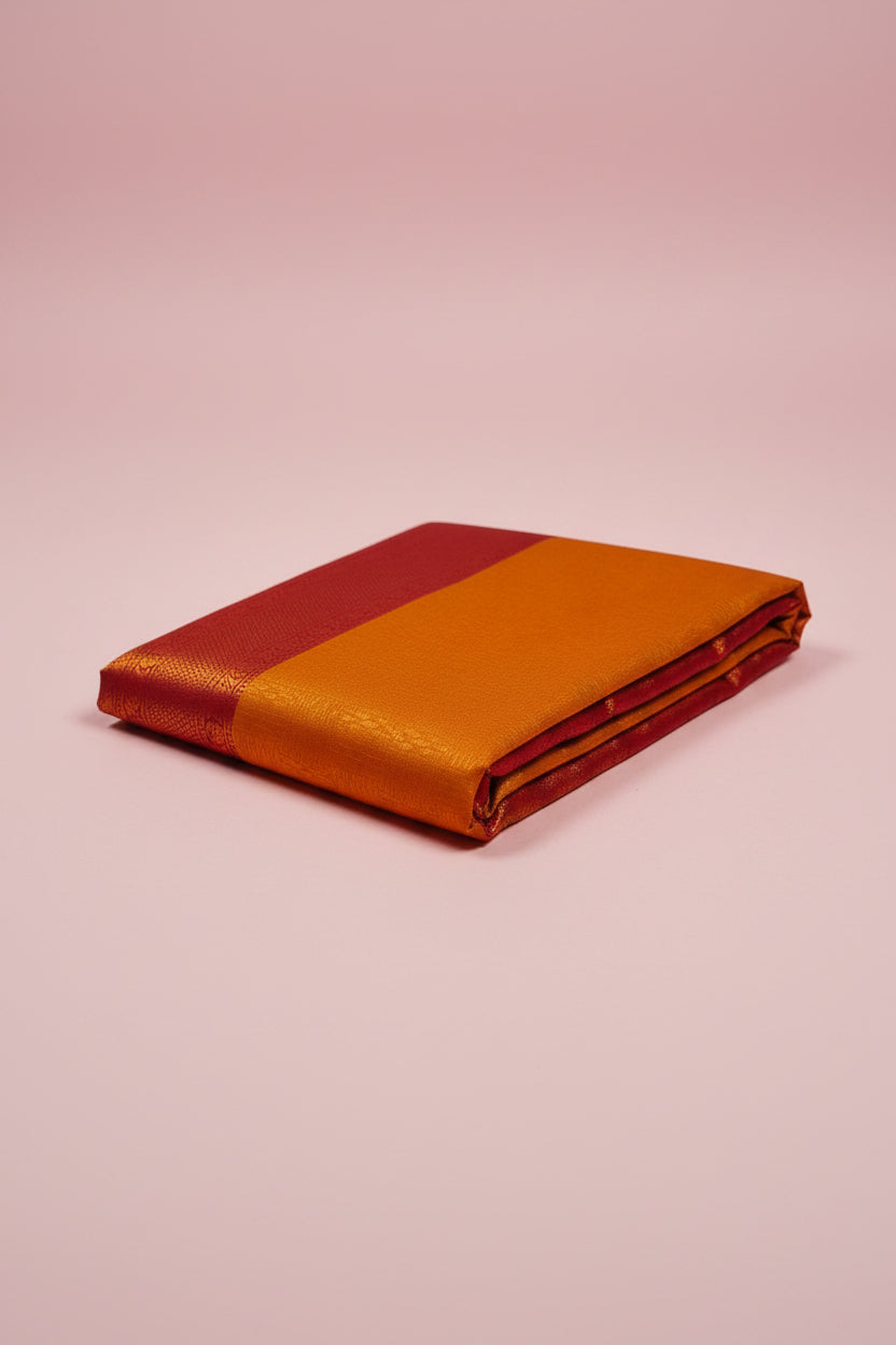 Reddish orange Drapes Saree 