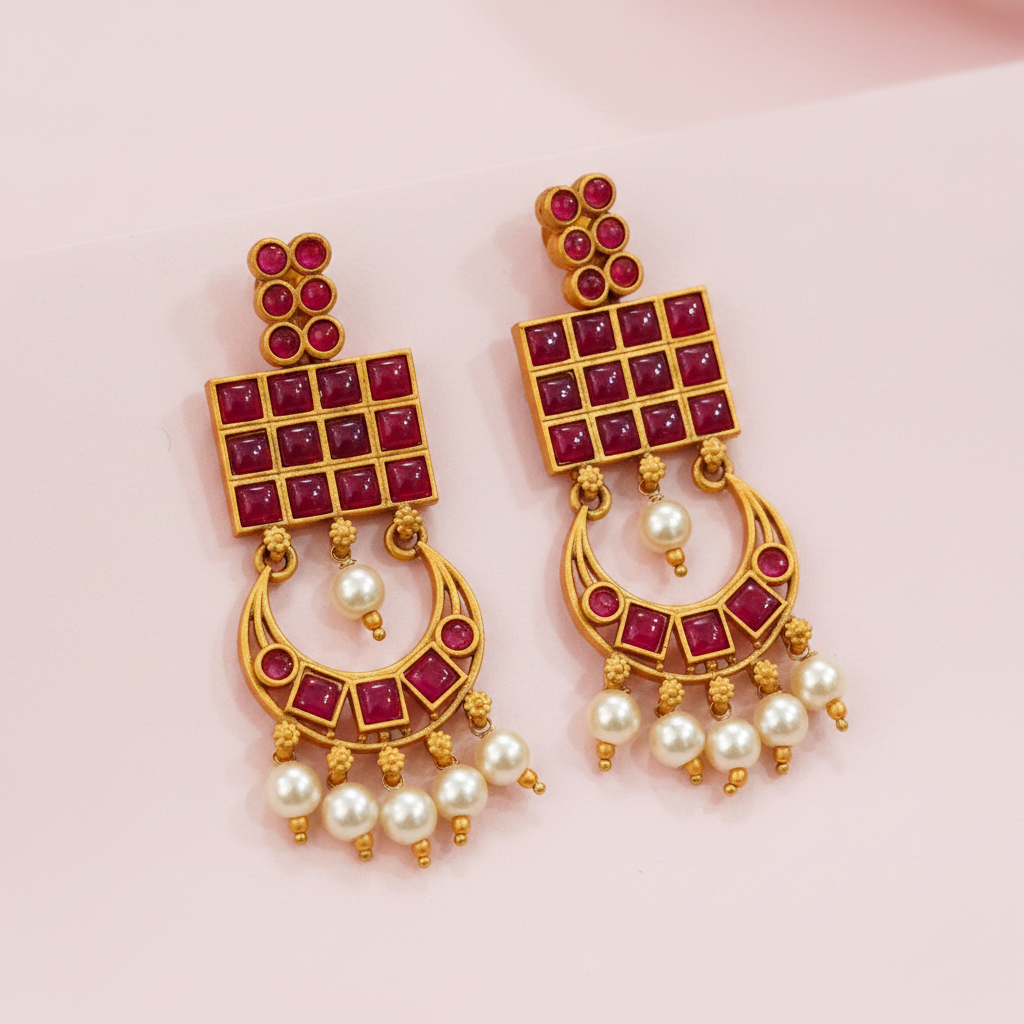 Ruby Matte Gold Earrings