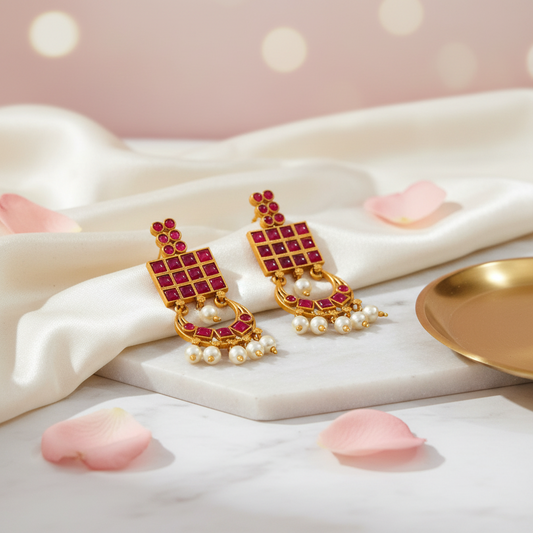 Ruby Matte Gold Earrings