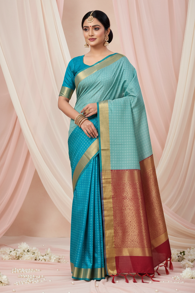 Rama Blue Silk Saree