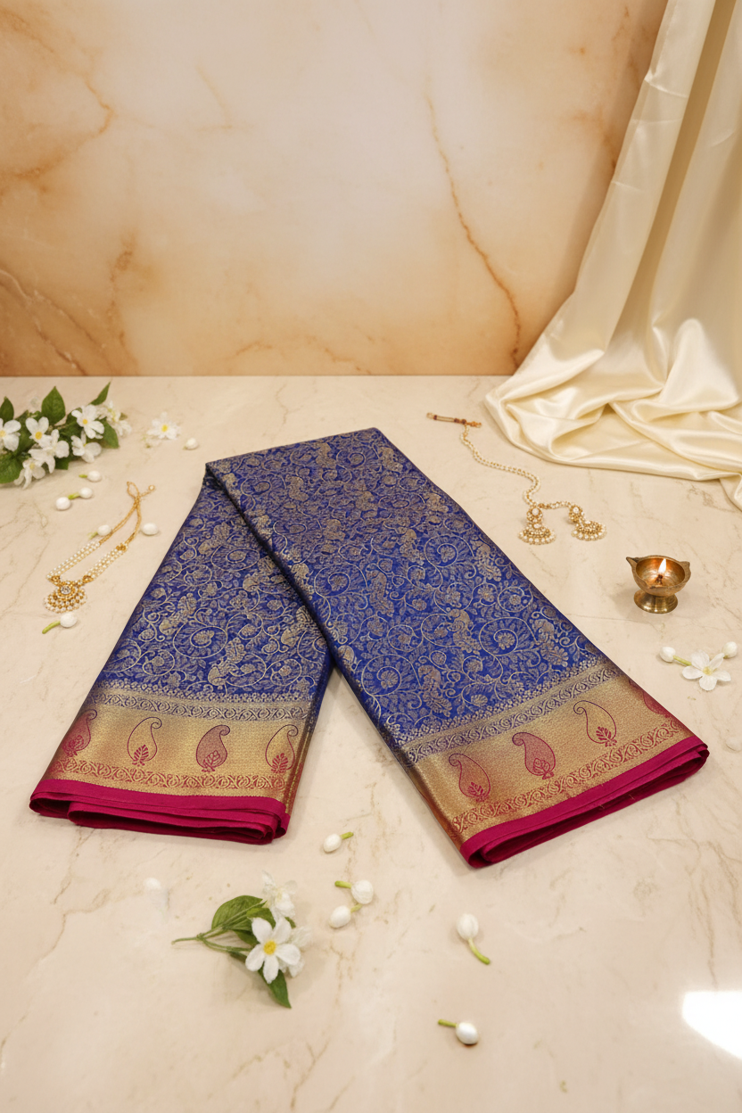 Silk saree Banarasi Blue