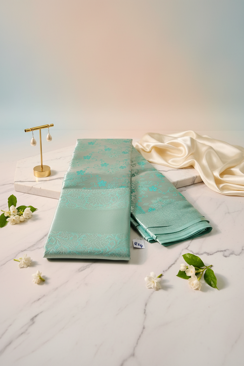 Silver Green Saree 