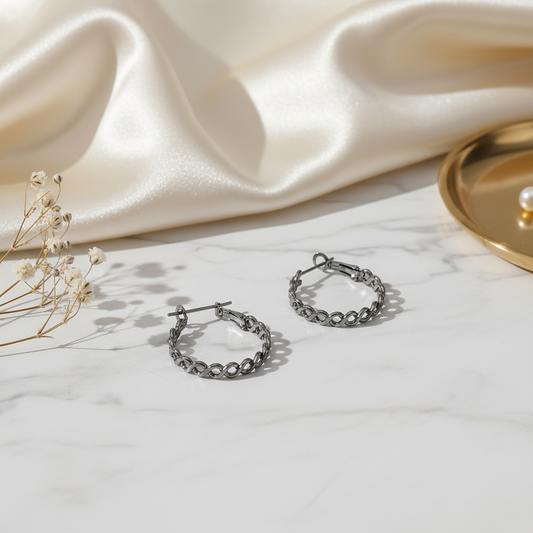 Silver Hoop Ring Earrings