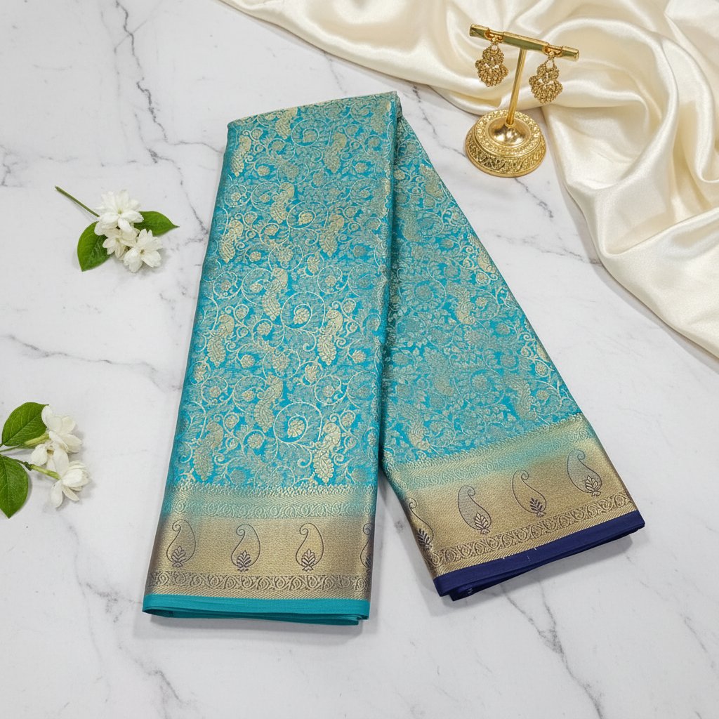 Sky Blue Banarasi Saree