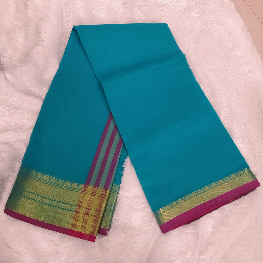 Sky Blue Cotton Saree