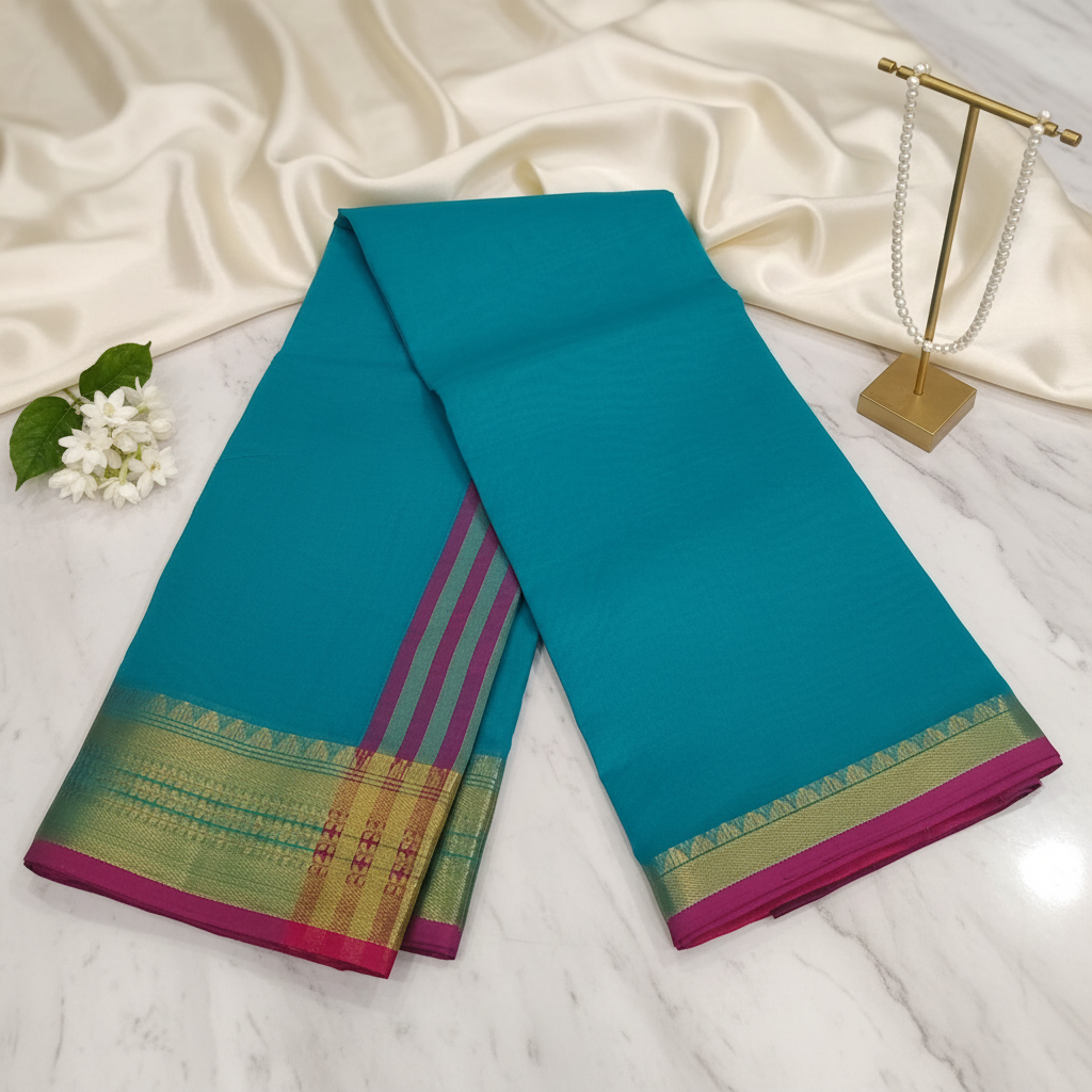 Sky Blue Cotton Saree