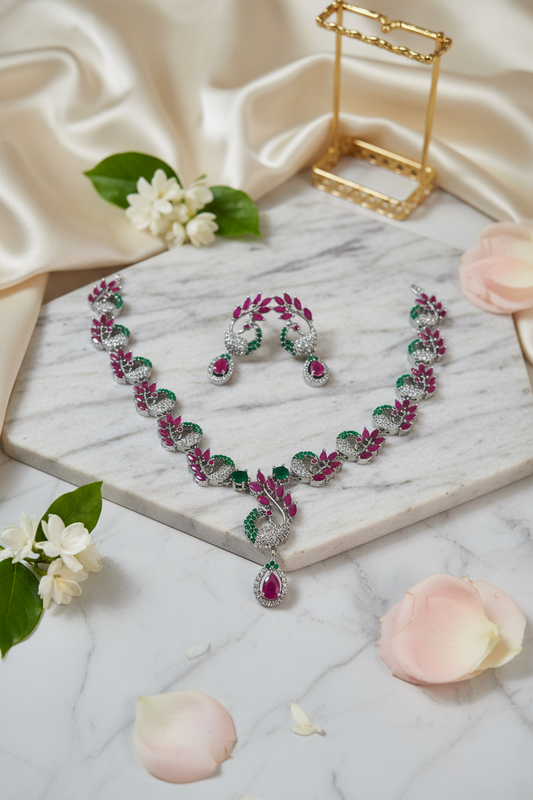 Sliver AD Peacock Necklace