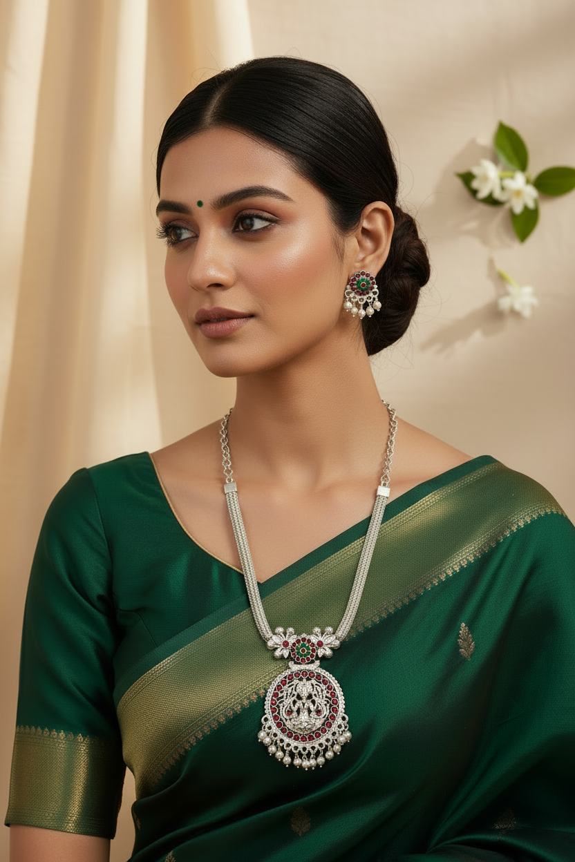 Sliver Oxidised Lakshmi Necklace