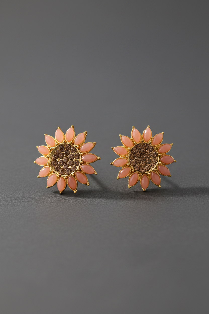 Sunflower Peach Earrings 