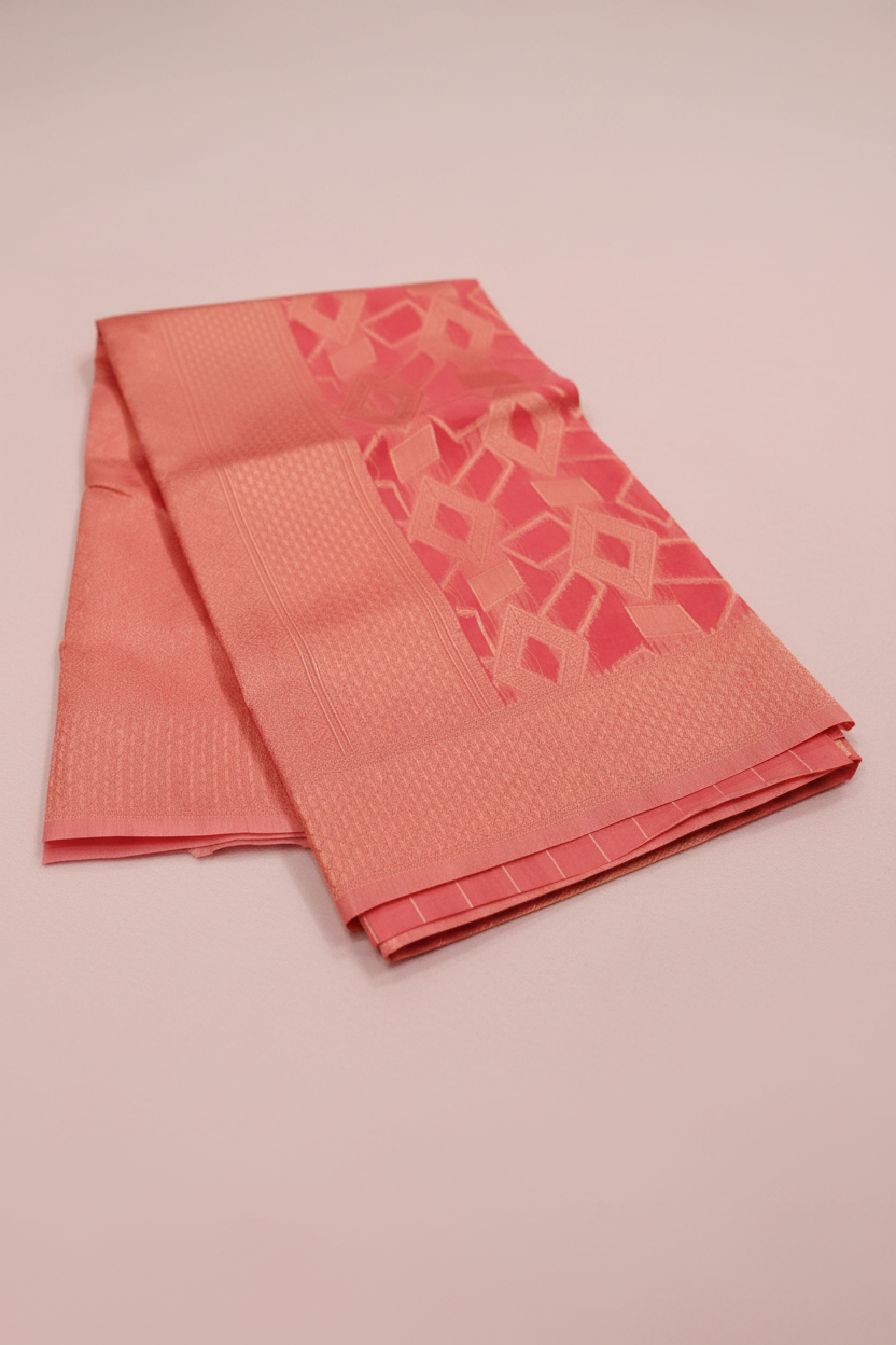 Tissue Saree Dark Peach