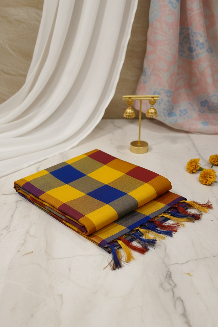 Traditional Fancy Checks Saree