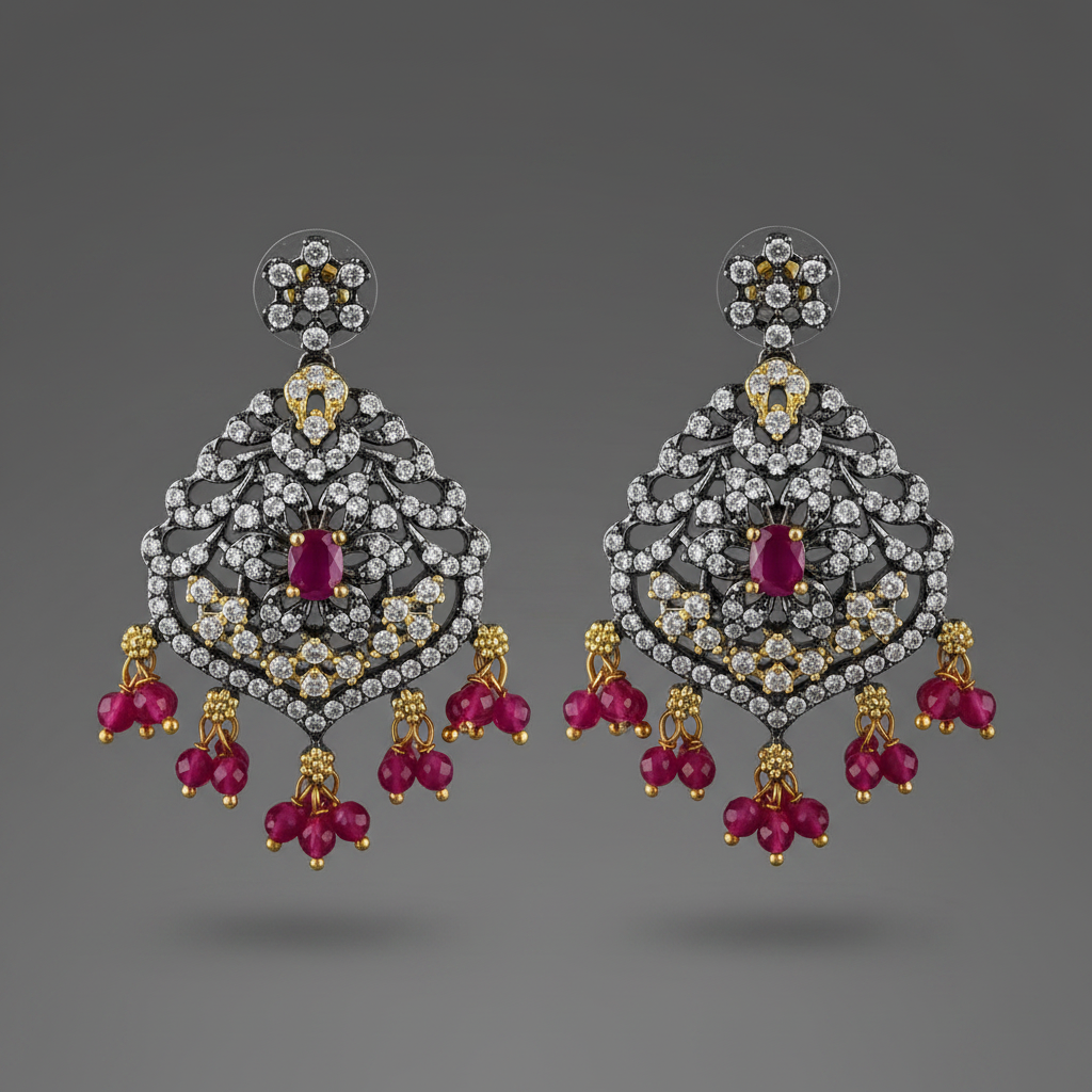 Victorian Pink Crystal Earrings