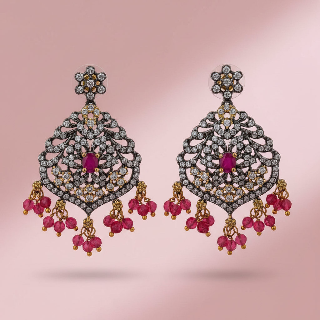 Victorian Red Crystal Earrings
