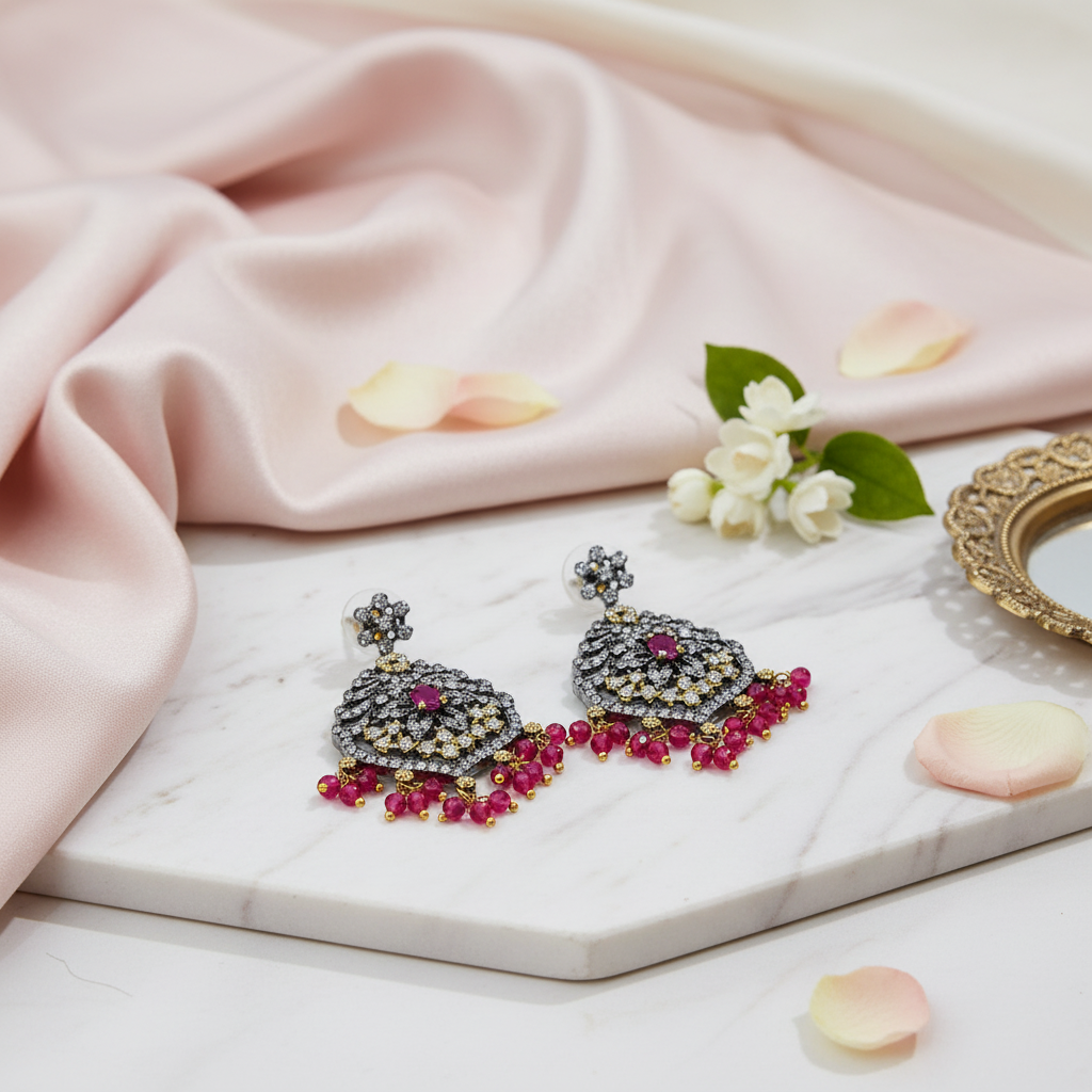Victorian Red Crystal Earrings