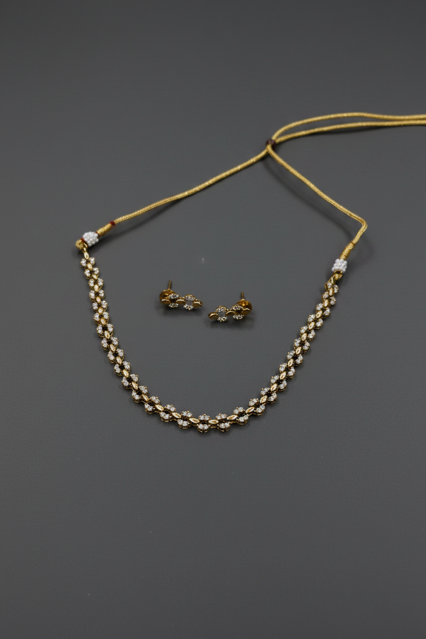 White AD Stone Necklace 