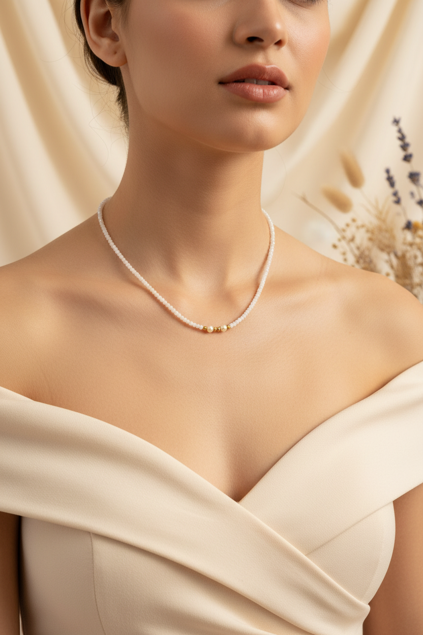 White Crystal Beads Chain