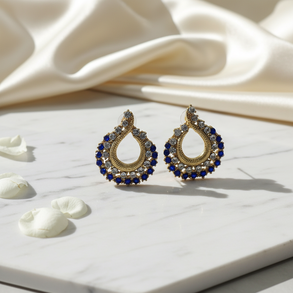 White Blue Antique Stud