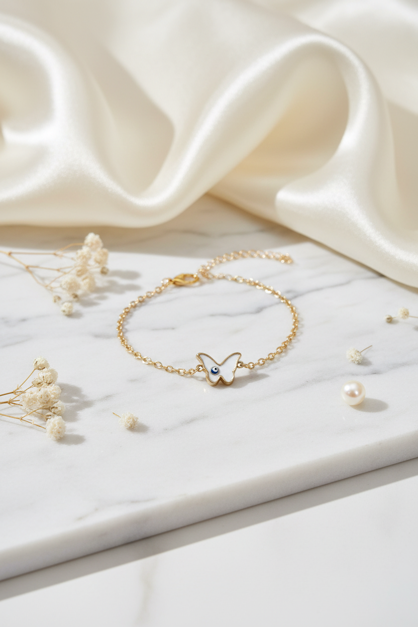 White Butterfly Bracelet 