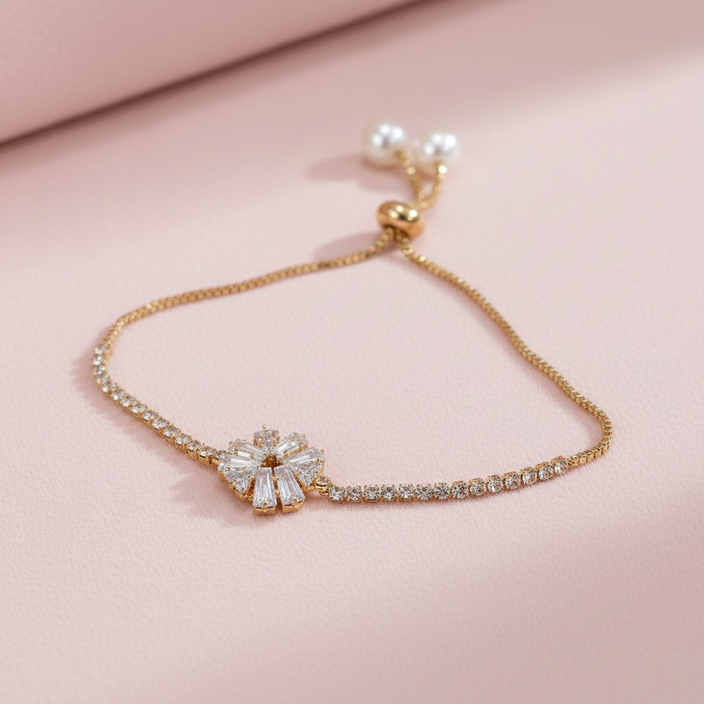 White Stone Floral Bracelet