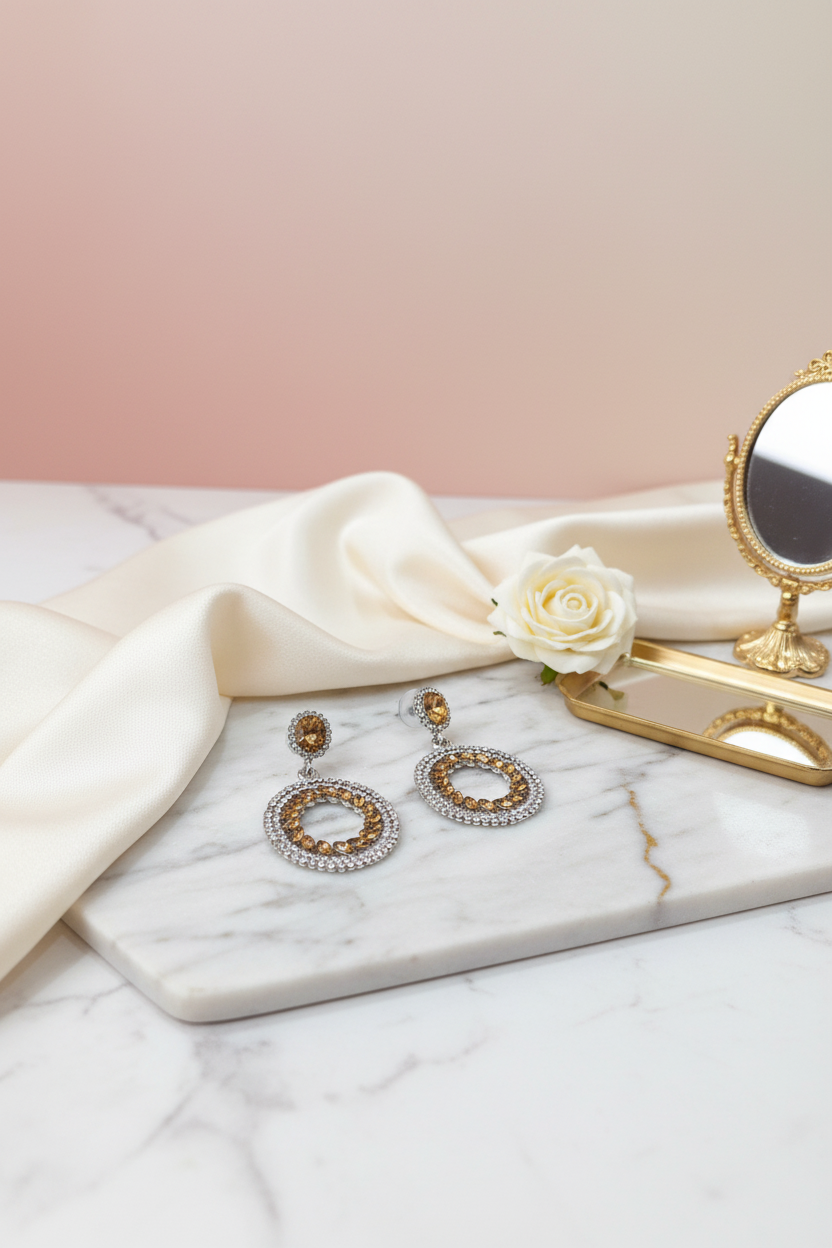 White Gold stone Earrings 