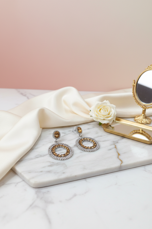 White Gold stone Earrings 