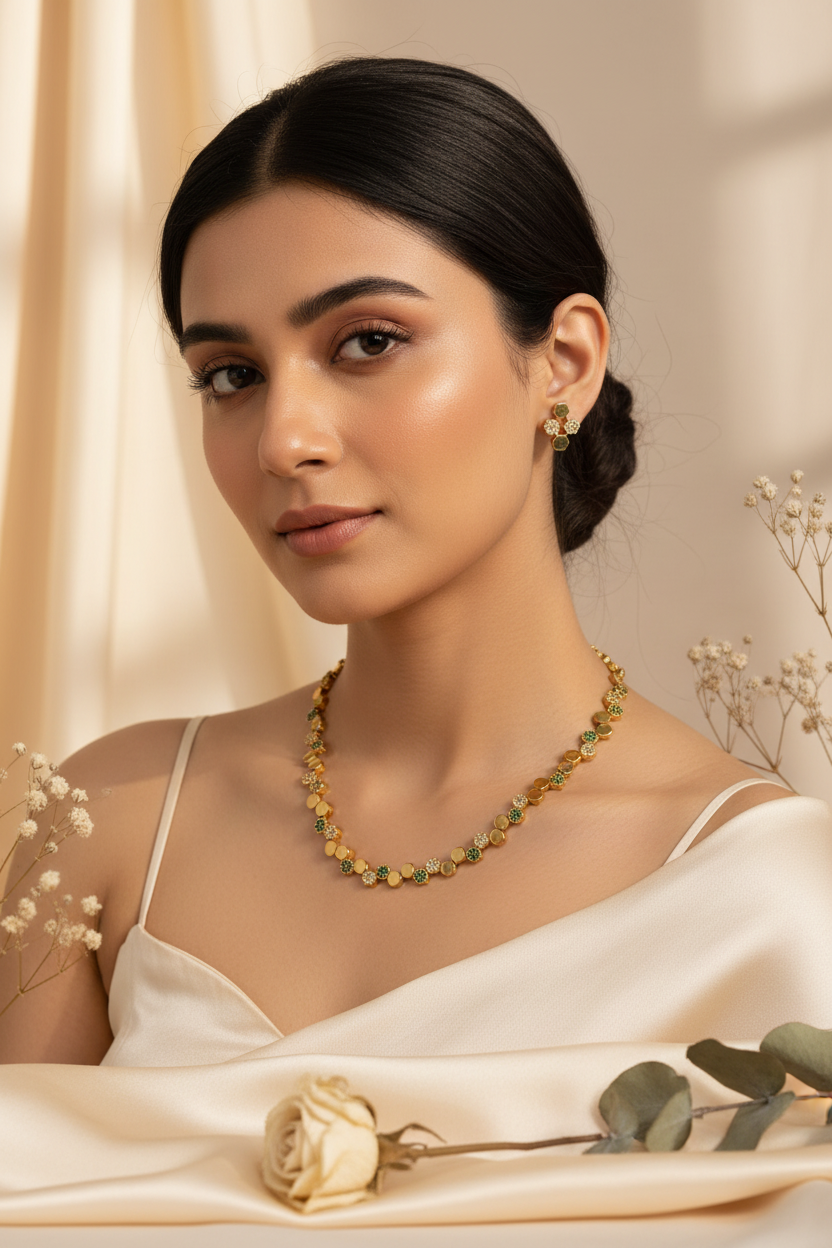 AD White Green Necklace