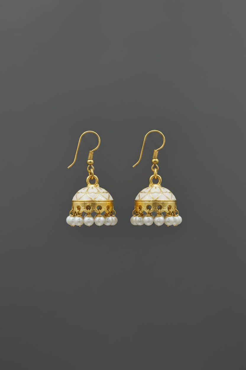 White Meenakari Earrings