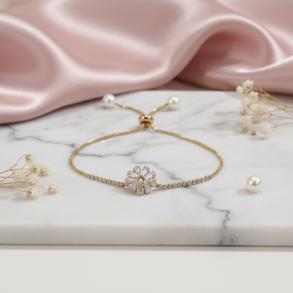 White Stone Floral Bracelet