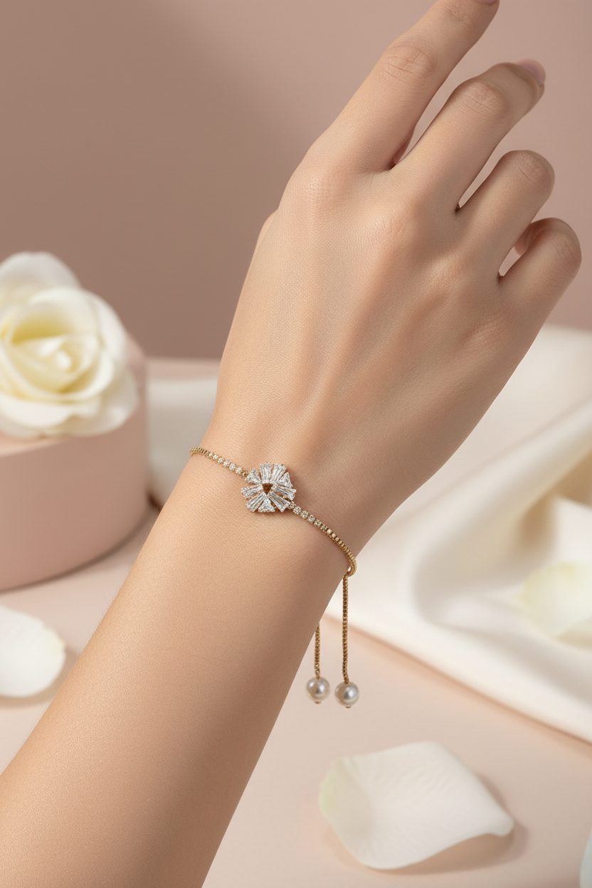 White Stone Floral Bracelet