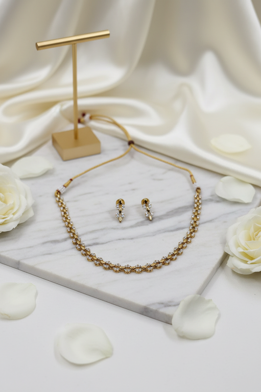 White Stone Matte Necklace 